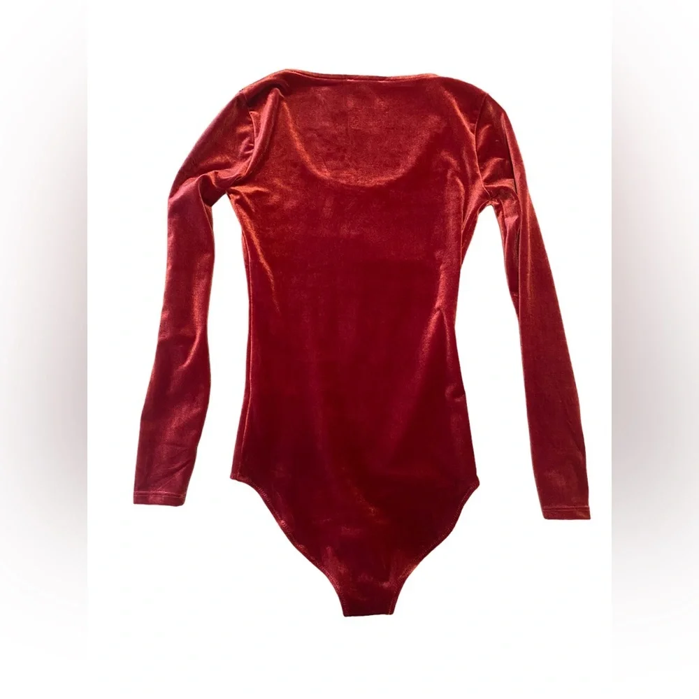 J. Crew Mercantile one piece bodysuit long sleeve velour burgundy size xxs